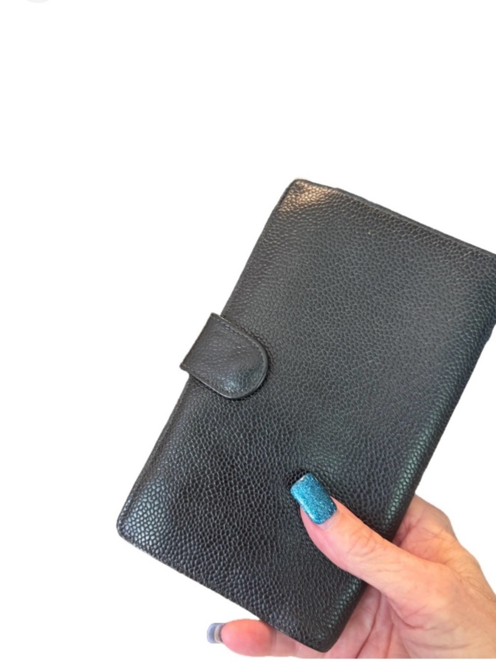 Chanel Vintage Caviar Kiss-Lock Wallet Black Leather CC Logo - Picture 2 of 9